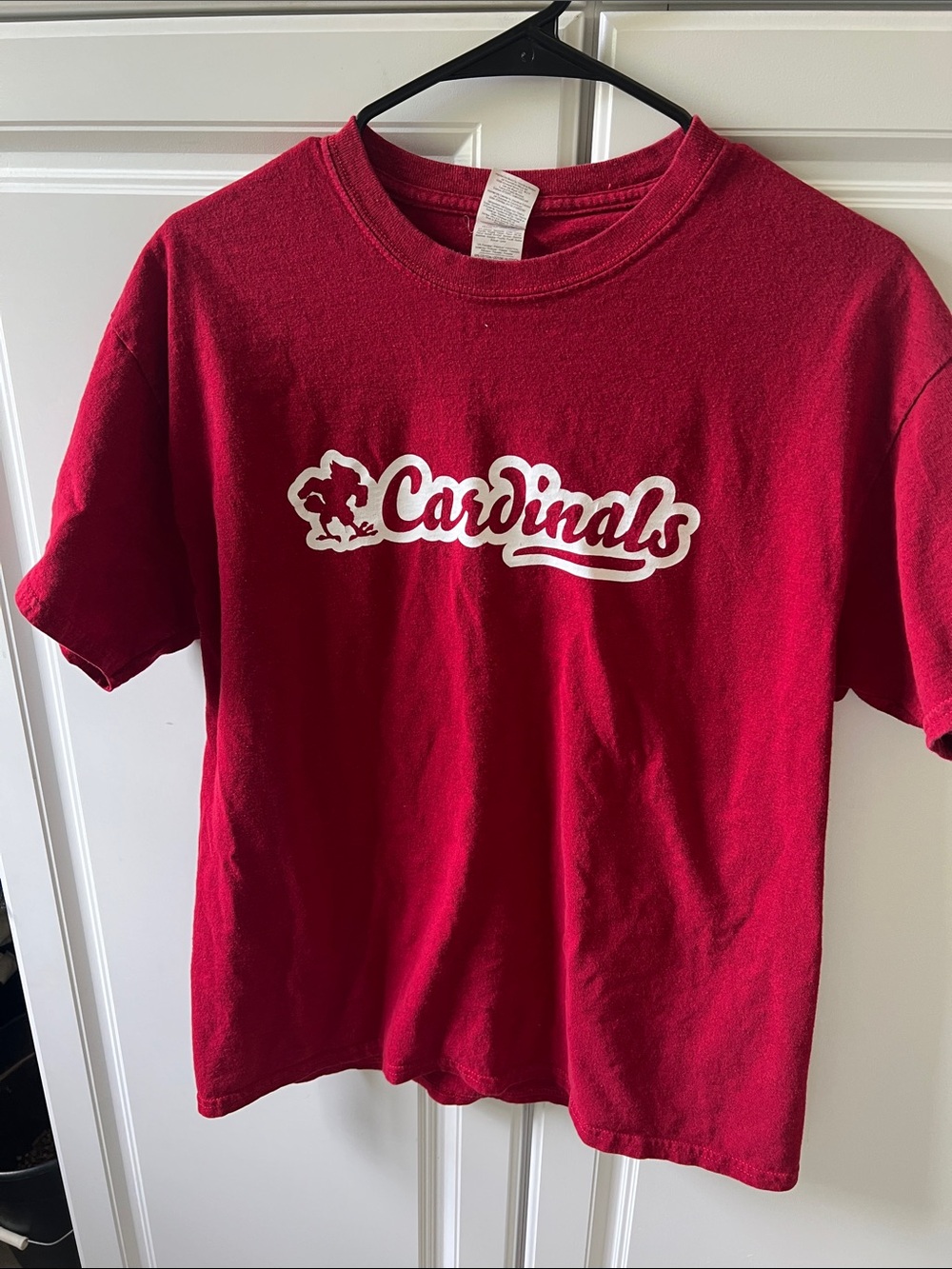 Gildan Red Cardinals Short Sleeve Tee with White Script